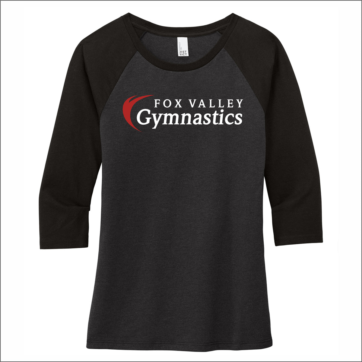 FVPD Gymnastics Ladies Tri-Blend 3/4 Sleeve Raglan Tee