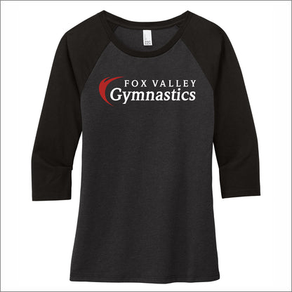 FVPD Gymnastics Ladies Tri-Blend 3/4 Sleeve Raglan Tee