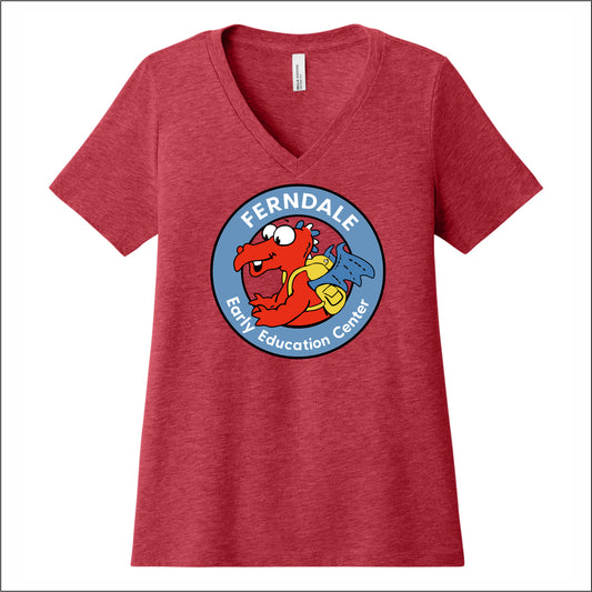 Ferndale EEC Ladies Relaxed Heather V-Neck Tee- Design A