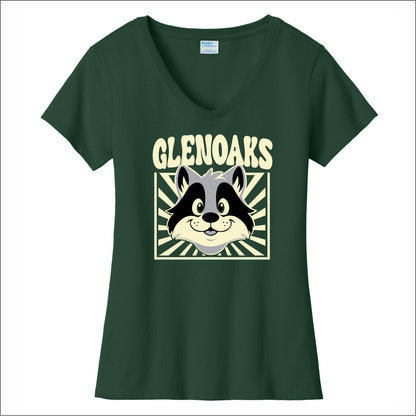 Glenoaks Elem Ladies Fan Favorite V-Neck Tee - Design A