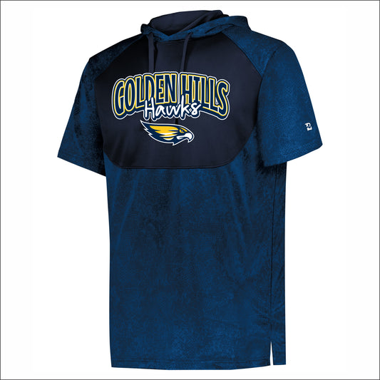 Golden Hills School Stadium Print Short Sleeve Performance Hooded Tee