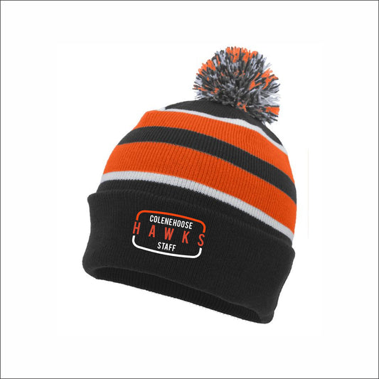 Hoose Hawks Staff Knit Fold Over Pom-Pom Beanie