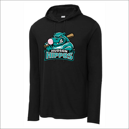 Hudson Hippos Tri-Blend Wicking Hooded Long Sleeve T