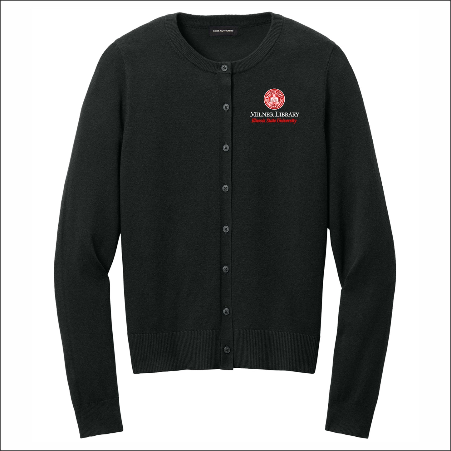 ISU Milner Library Ladies Easy Care Crewneck Cardigan Sweater