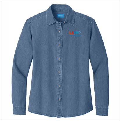 LAUSD Behavior Support Ladies Long Sleeve Denim Shirt