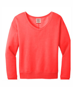 ALL Ladies Beach Wash Garment Dye V-Neck Sweatshirt