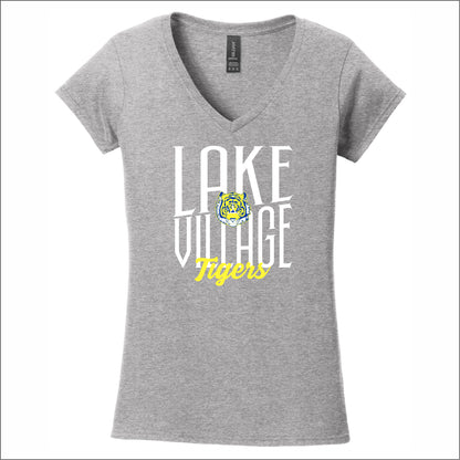 Lake Village Elem Gildan Softstyle Women's Fit V-Neck T-Shirt - Des. C