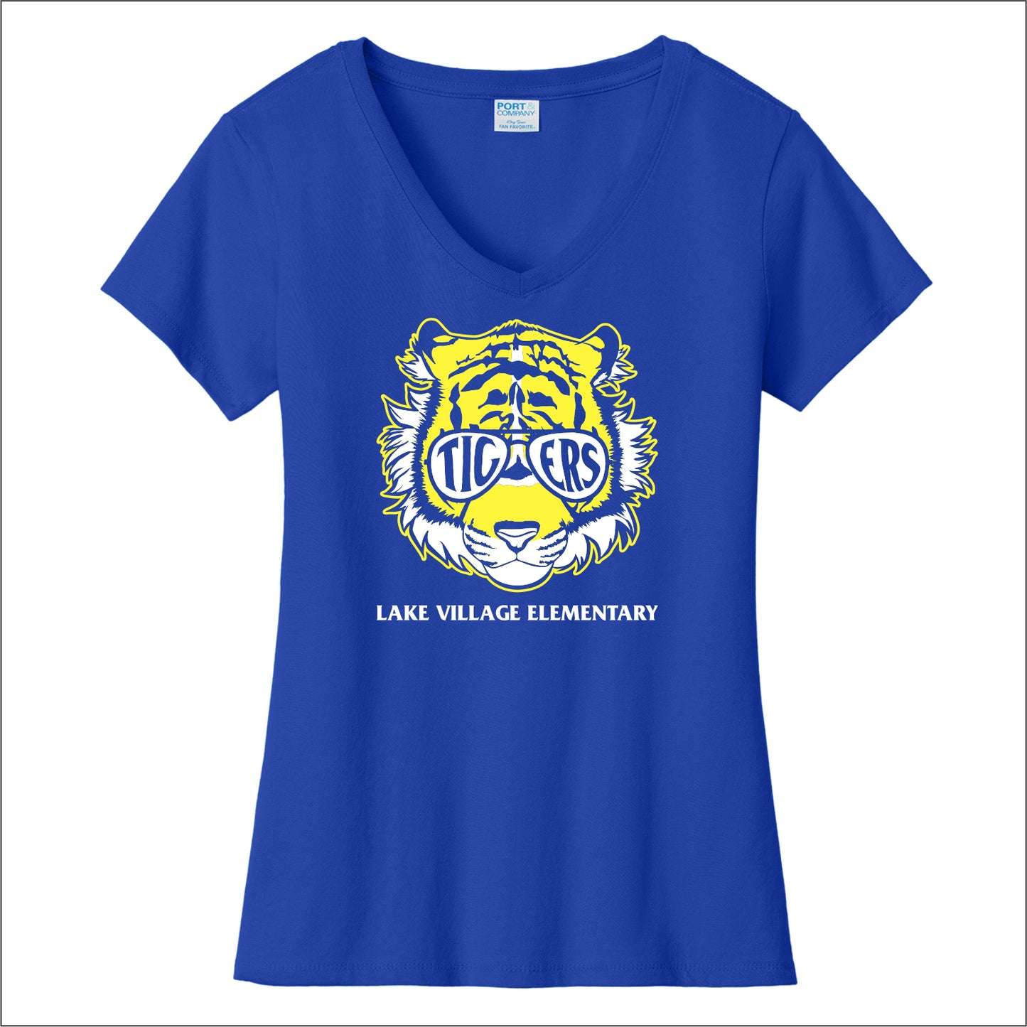 Lake Village Elem Ladies Fan Favorite V-Neck Tee - Des. B