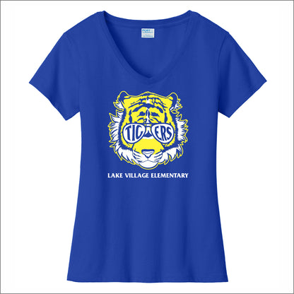 Lake Village Elem Ladies Fan Favorite V-Neck Tee - Des. B