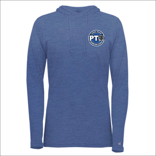 Laurel Woods Elem Ladies Triblend Hooded Long Sleeve T - Des. B