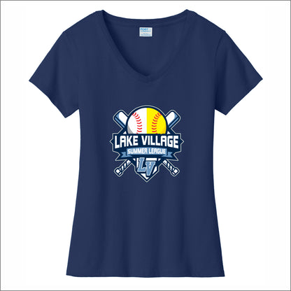 Lake Village Summer League Ladies Fan Favorite V-Neck Tee - Des.A