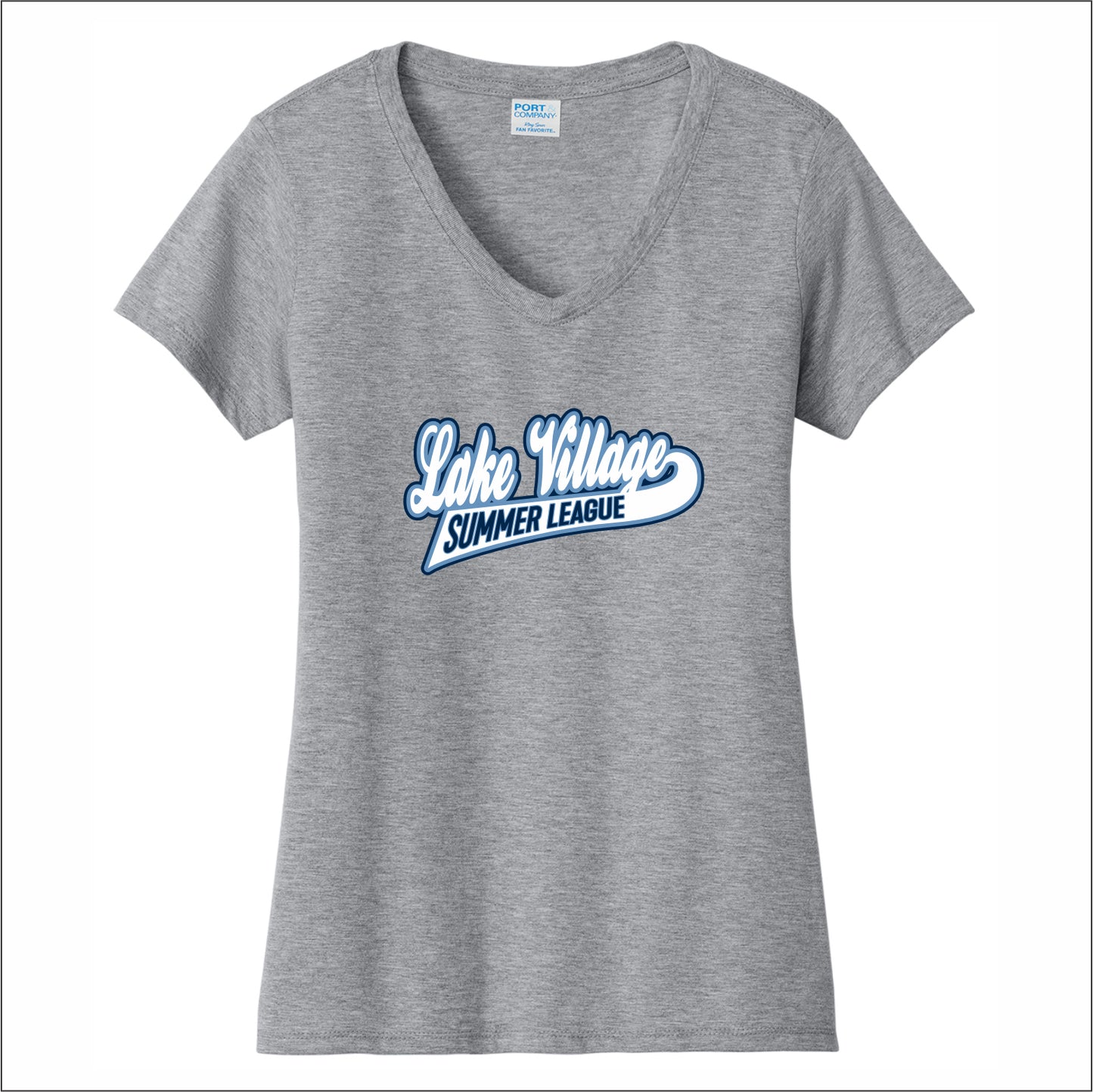 Lake Village Summer League Ladies Fan Favorite V-Neck Tee - Des.B