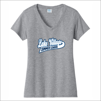 Lake Village Summer League Ladies Fan Favorite V-Neck Tee - Des.B