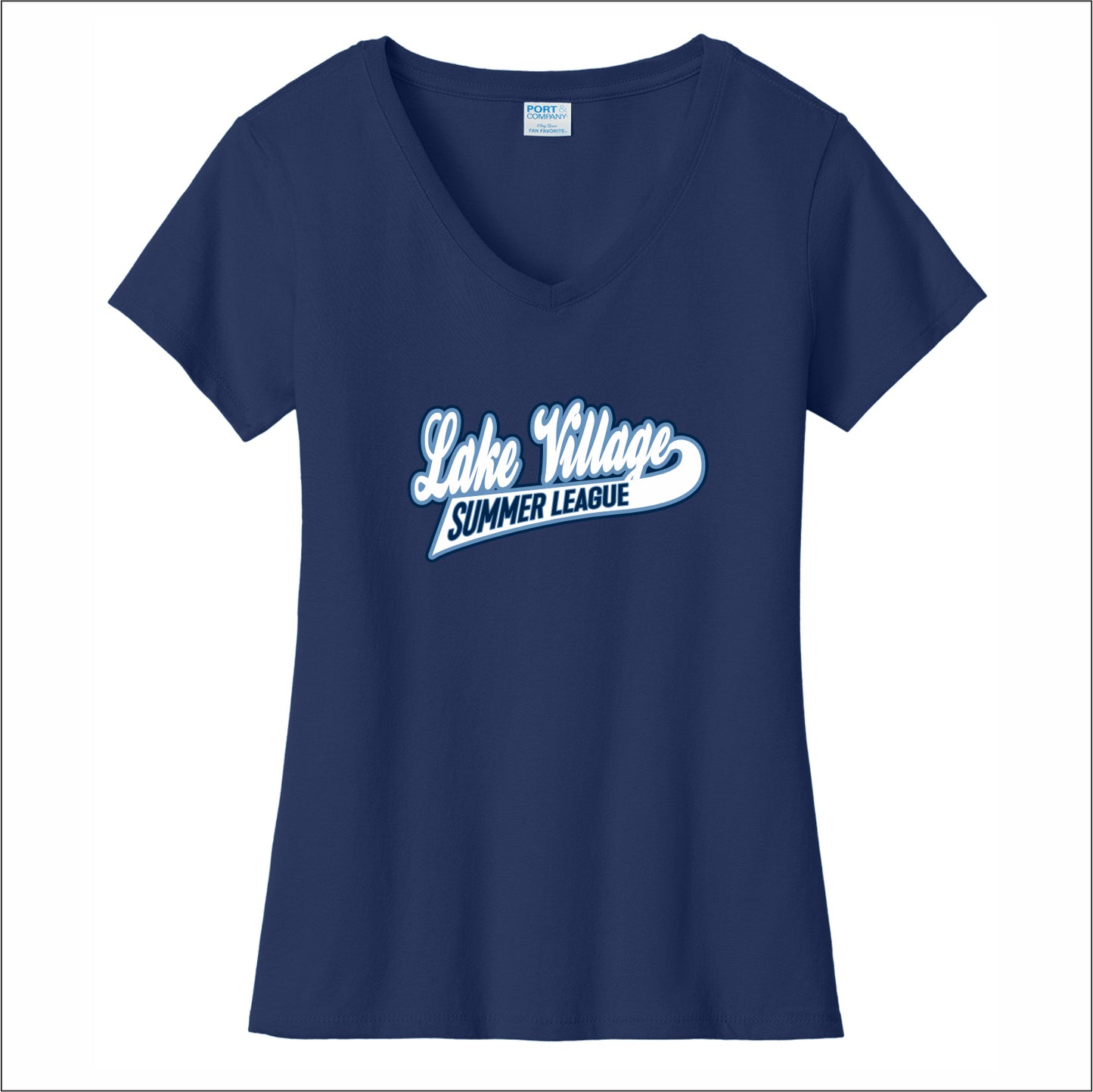 Lake Village Summer League Ladies Fan Favorite V-Neck Tee - Des.B
