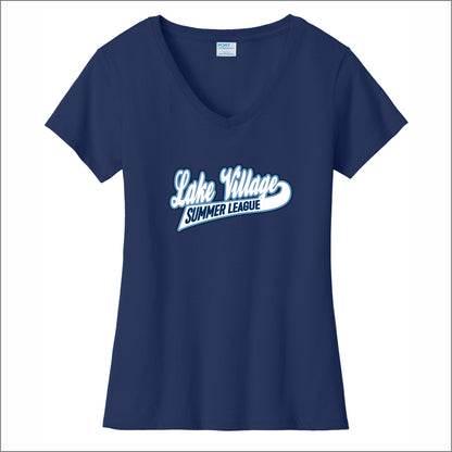 Lake Village Summer League Ladies Fan Favorite V-Neck Tee - Des.B