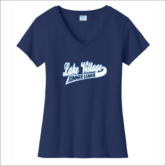 Lake Village Summer League Ladies Fan Favorite V-Neck Tee - Des.B
