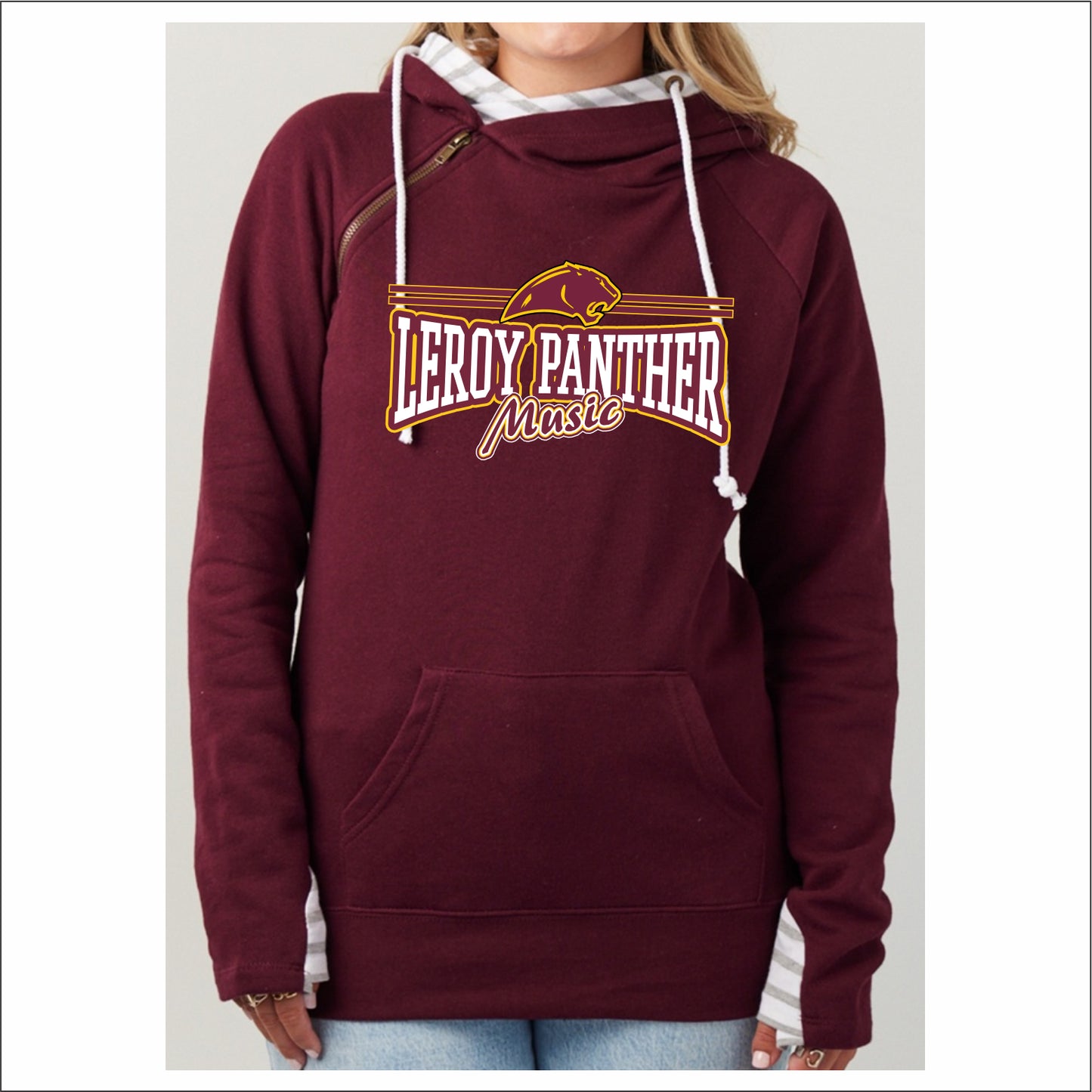 LHS Music Ladies Stripe Double Hood Sweatshirt