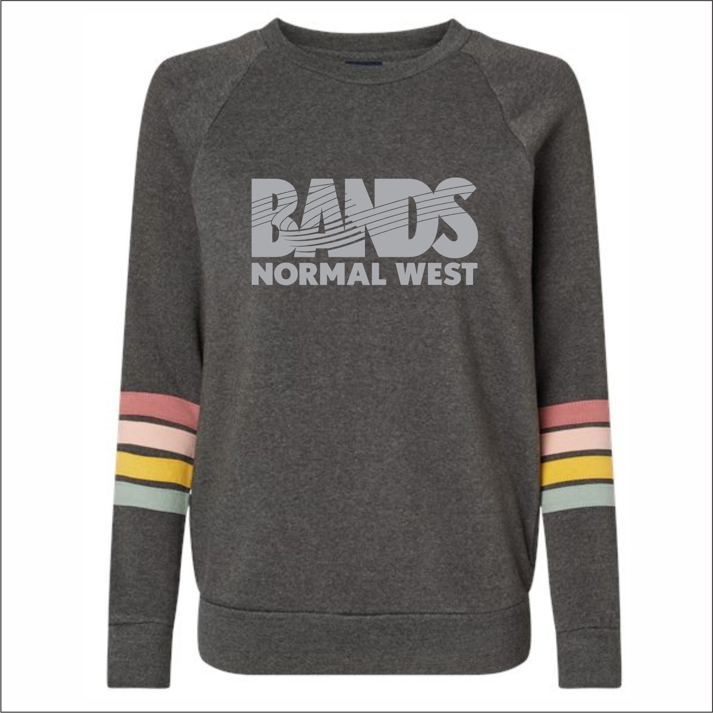 Normal West Bands Ladies Striped Sleeves Crewneck Sweatshirt