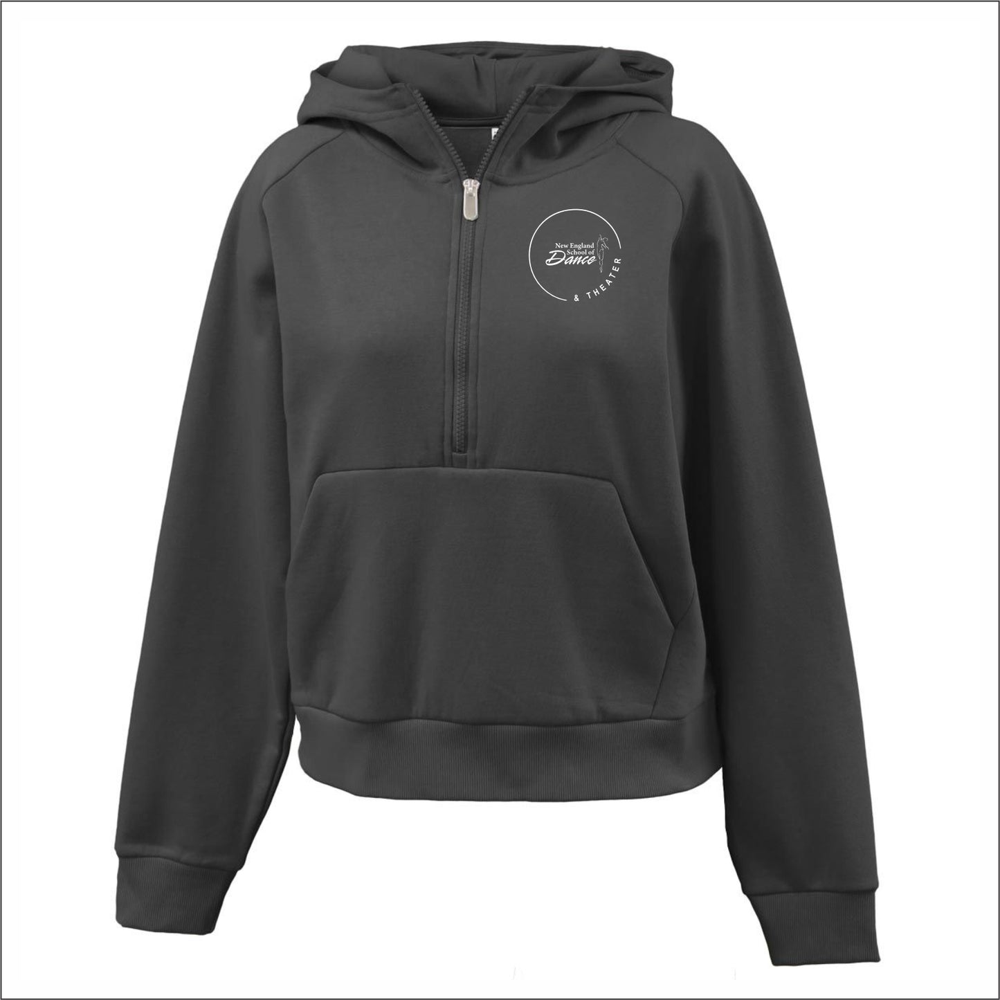 NESDT Ladies 1/2 Zip Pouch Pocket Hooded Sweatshirt