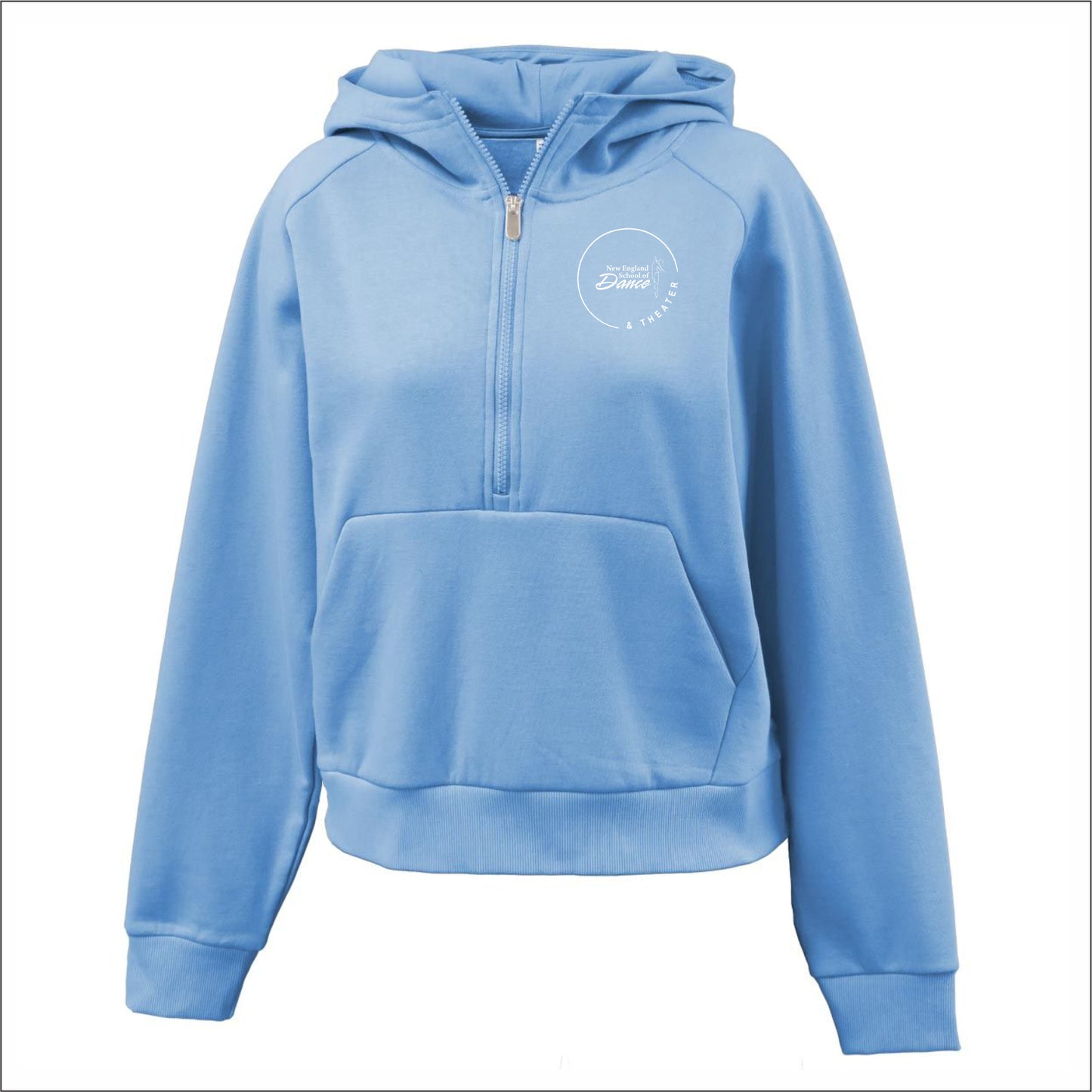 NESDT Ladies 1/2 Zip Pouch Pocket Hooded Sweatshirt