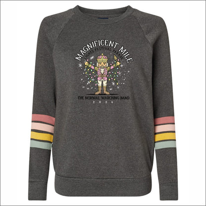 Normal Marching Band Ladies Striped Sleeves Crewneck Sweatshirt Magnificent Mile