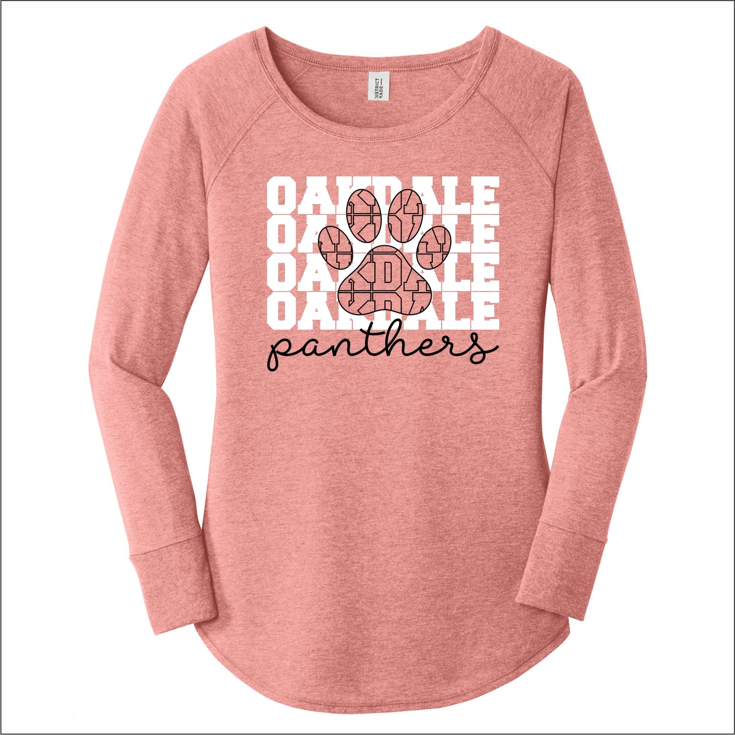 Oakdale Elementary Ladies Tri-Blend Long Sleeve Tunic Tee