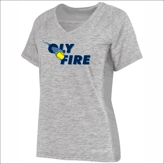 Oly Fire Spiritwear Ladies Electrify Performance V-Neck T