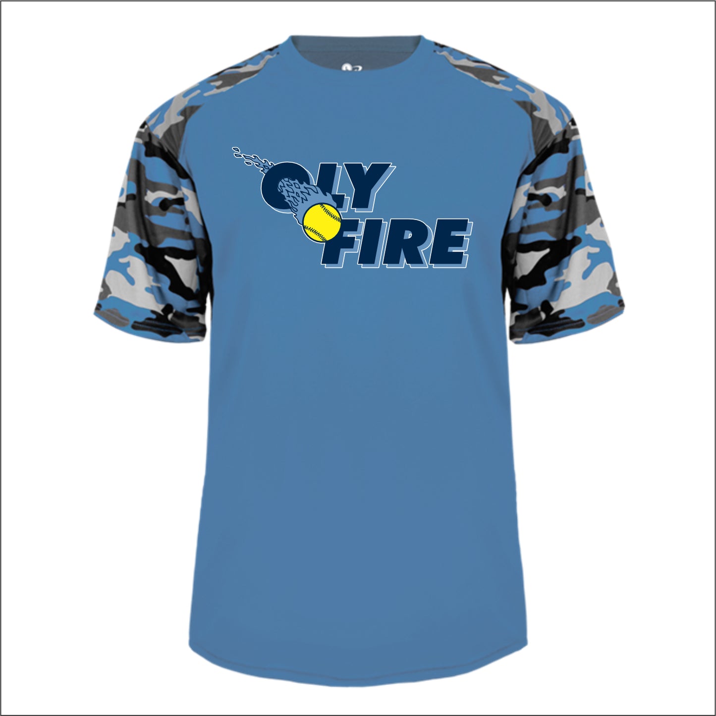 Oly Fire Spiritwear Camo Sleeve Performance T-shirt