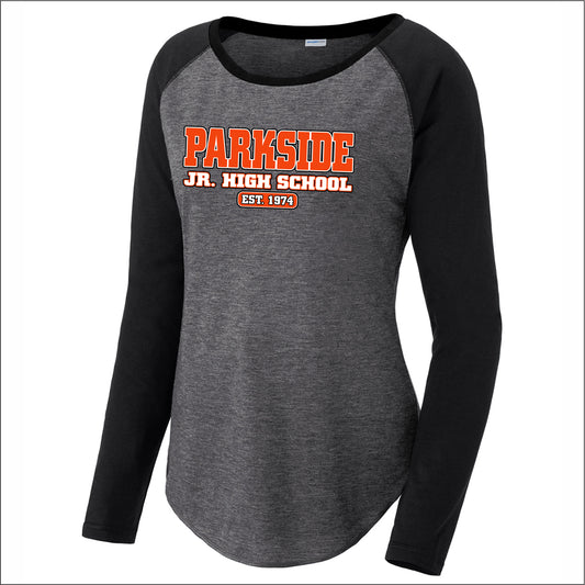 Parkside Jr High Ladies Tri-Blend Long Sleeve Raglan Tee - Des. A