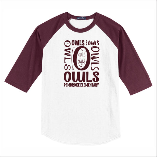 Pembroke Elem KY 3/4 Sleeve Baseball T-shirt - Des. A
