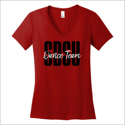 SDSU Dance Team Ladies Perfect V-Neck T-shirt - Des. A