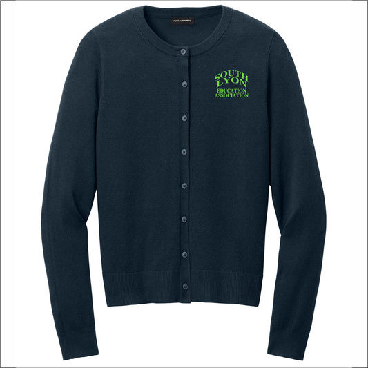 SLEA Ladies Easy Care Crewneck Cardigan Sweater