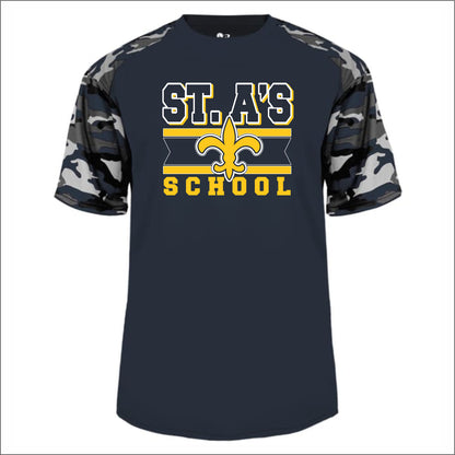 St. Athanasius School Camo Sleeve Performance T-shirt