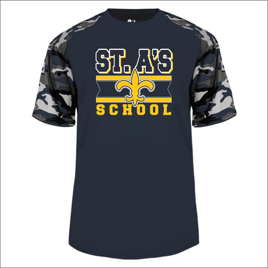 St. Athanasius School Camo Sleeve Performance T-shirt