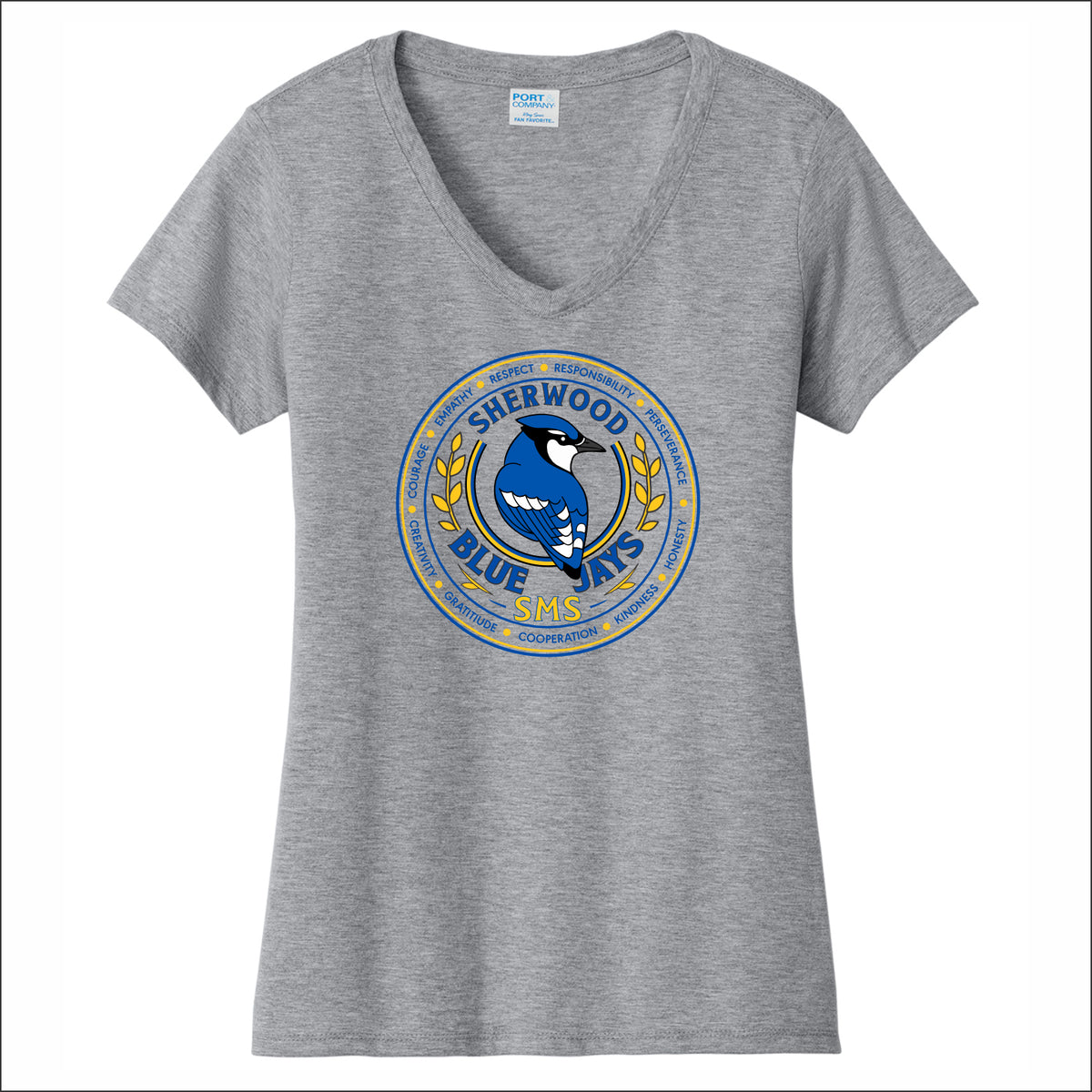 Sherwood MS Spiritwear Ladies Fan Favorite V-Neck Tee - Design B