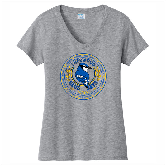 Sherwood MS Spiritwear Ladies Fan Favorite V-Neck Tee - Design B
