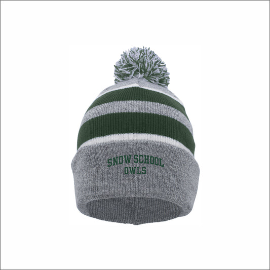 Snow Elementary Knit Fold Over Pom-Pom Beanie