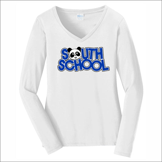 South School Staff Ladies Long Sleeve Fan Favorite V-Neck Tee