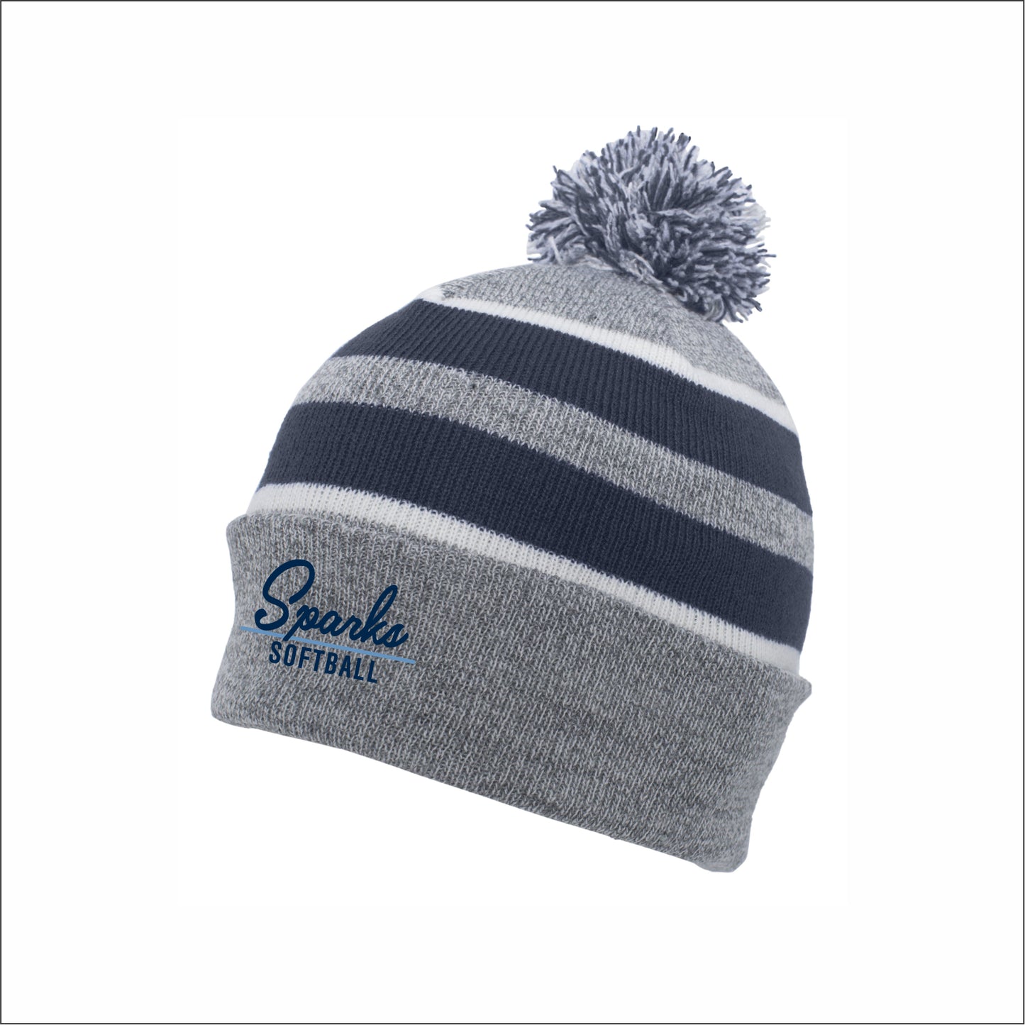 Streator Sparks Knit Fold Over Pom-Pom Beanie