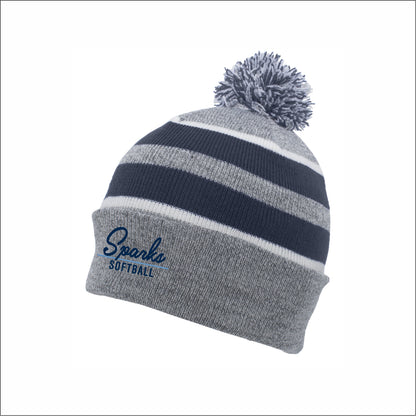 Streator Sparks Knit Fold Over Pom-Pom Beanie