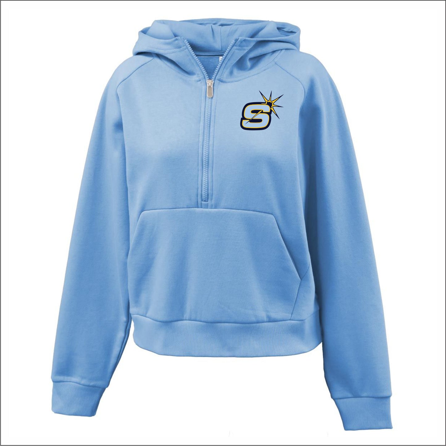 Streator Sparks Ladies 1/2 Zip Pouch Pocket Hooded Sweatshirt