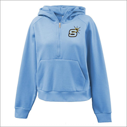 Streator Sparks Ladies 1/2 Zip Pouch Pocket Hooded Sweatshirt