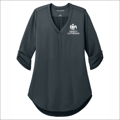 Trinity Lutheran Staff Ladies City Stretch 3/4 Sleeve Tunic - Design B