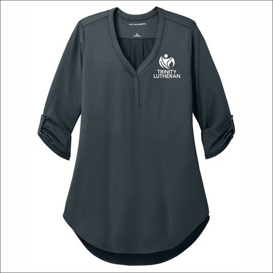 Trinity Lutheran Staff Ladies City Stretch 3/4 Sleeve Tunic - Design B