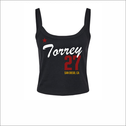 TPDT Ladies Micro Rib Spaghetti Strap Crop Tank
