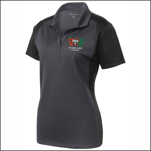 Unit 5 Food Service MANAGER Ladies Sport-Wick Colorblock Micropique Polo - FREE OPT