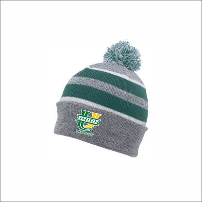 U-High Boys Tennis Knit Fold Over Pom-Pom Beanie