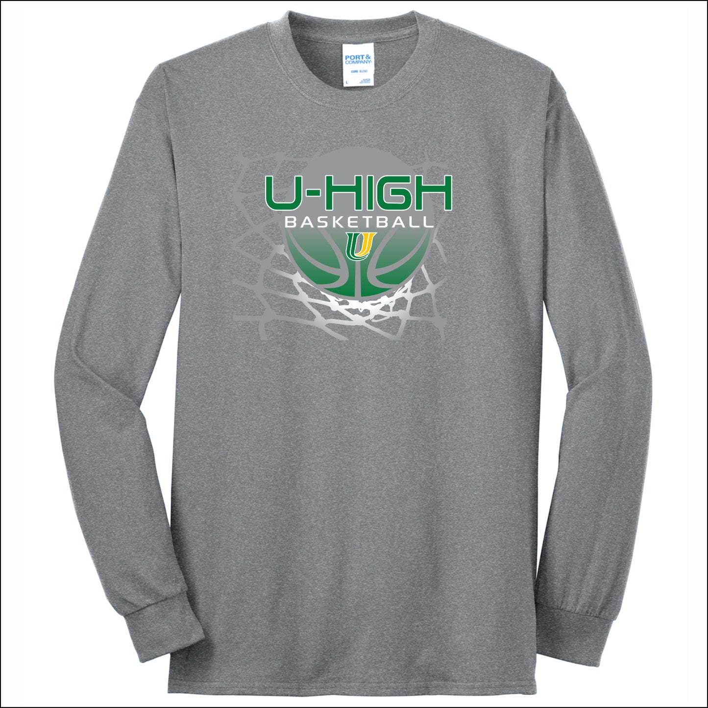 U-High Girls Basketball 50/50 Long Sleeve T-shirt - Design A
