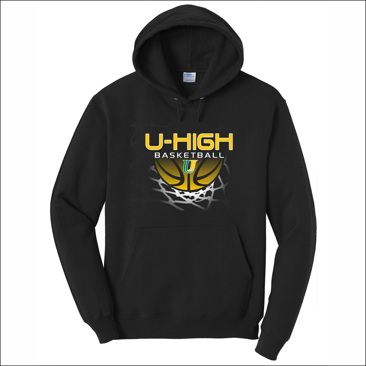 U-High Girls Basketball Hooded Sweatshirt - Design A