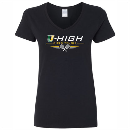 U-High Girls Tennis Ladies V-Neck T-shirt